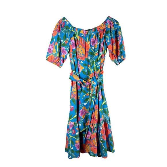 Tucker NYC Off The Shoulder Ruffle Hem Midi Floral Print Dress Size Small - Picture 1 of 6